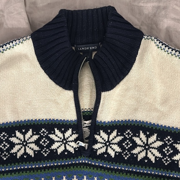 Lands’End Nordic Fair Isle 1/4 Zip Pullover Sweater Size XXL - Picture 4 of 8